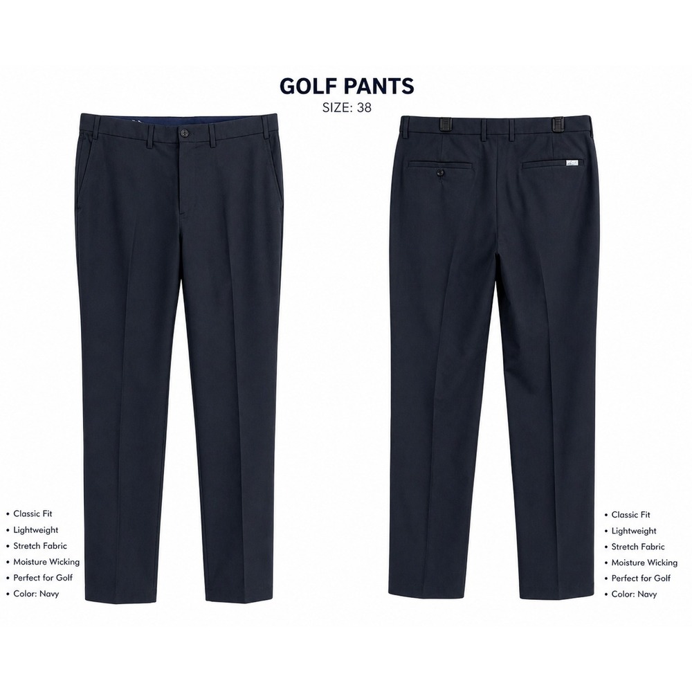 Greg Norman Attack Life Mens 36x34 Navy Blue Performance Golf Trousers Pants